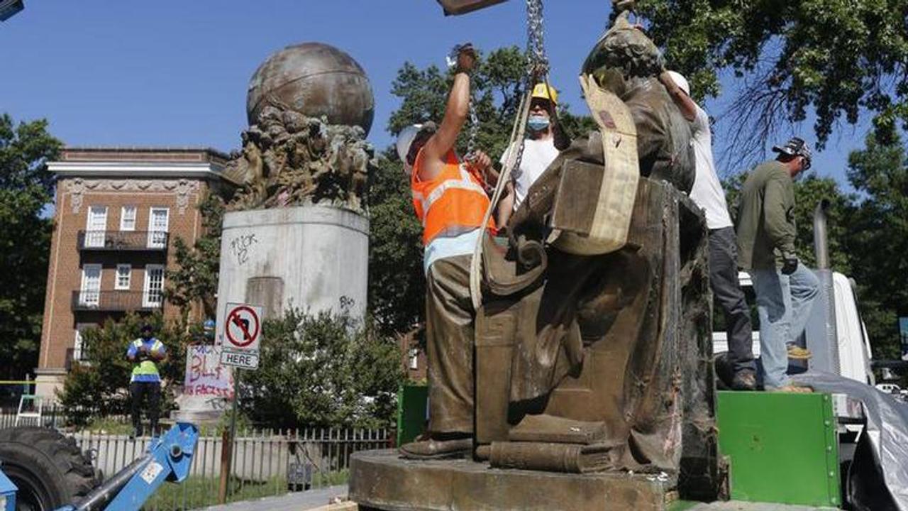 Crews continue work to remove Richmond's Confederate statues