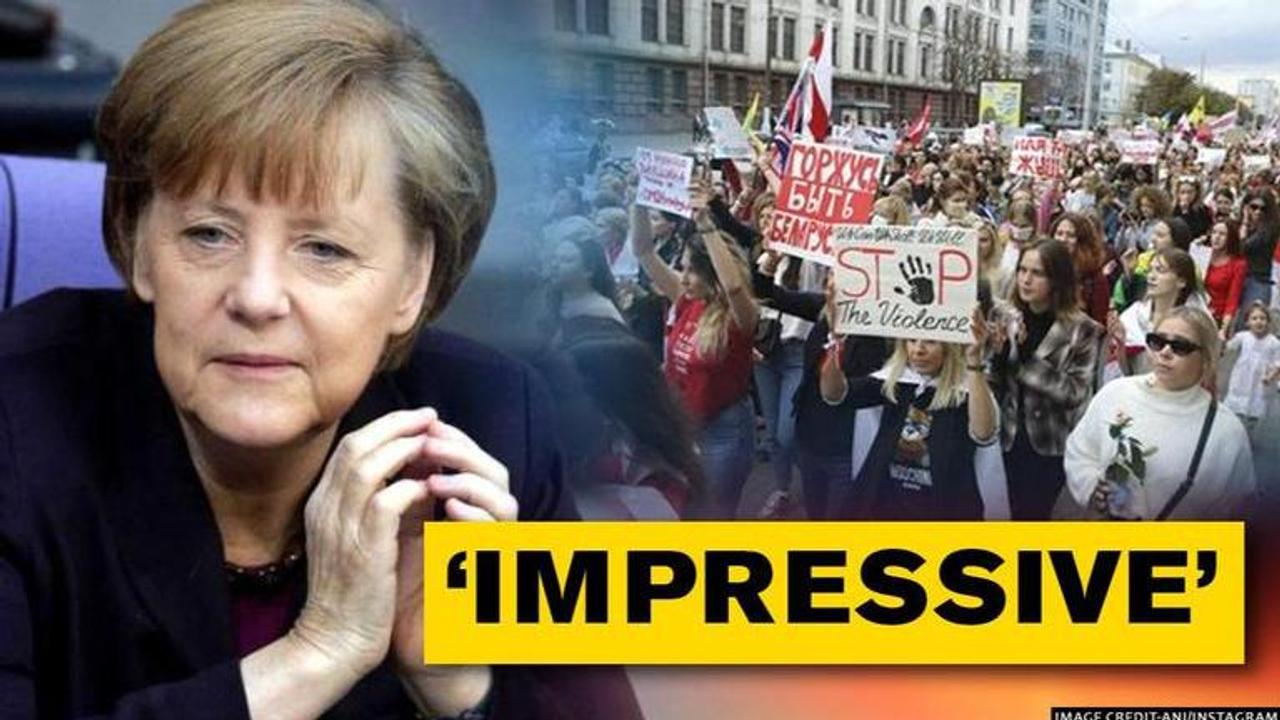 German Chancellor praises bravery of  women protesters in Belarus