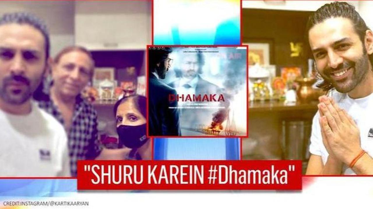 Kartik Aaryan blurs himself & father from family pic to make a point as begins 'Dhamaka'