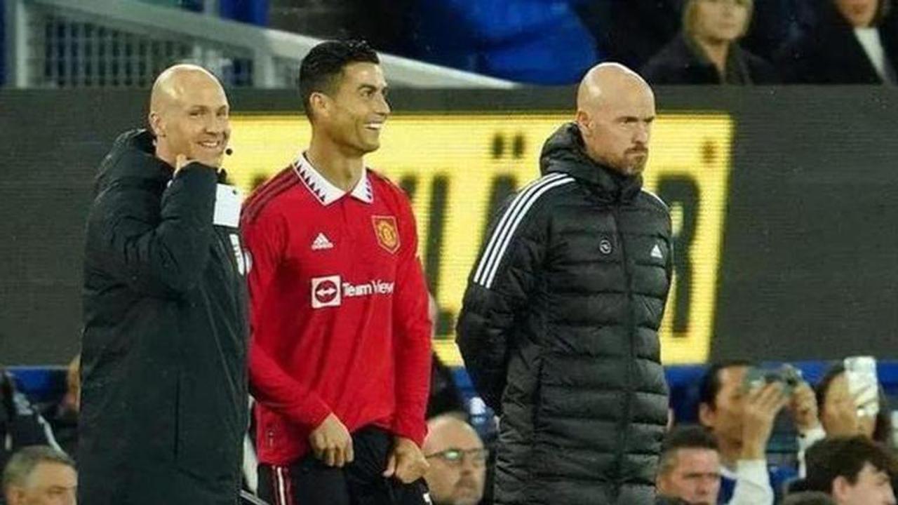 Manchester United coach Erik ten Hag and Cristiano Ronaldo