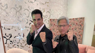 Akshay Kumar with Jensen Huang