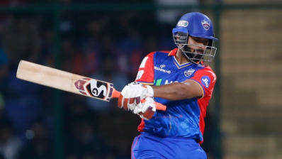 Rishabh Pant plays a shot during IPL 2024