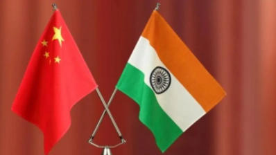 India China flags