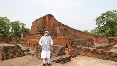 PM Narendra Modi breathes in the nostalgia of the ancient learning centre known as Nalanda Mahavira