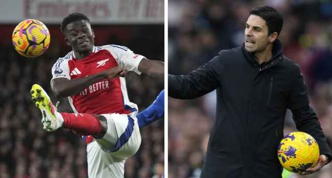 Bukayo Saka and Mikel Arteta