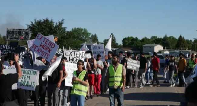 International students protesting in Canada. 