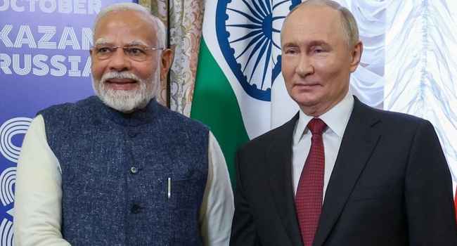 PM Narendra Modi with Vladimir Putin