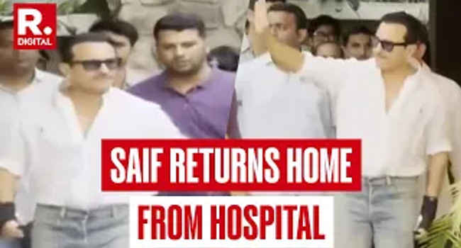 Saif Ali Khan Reaches Home