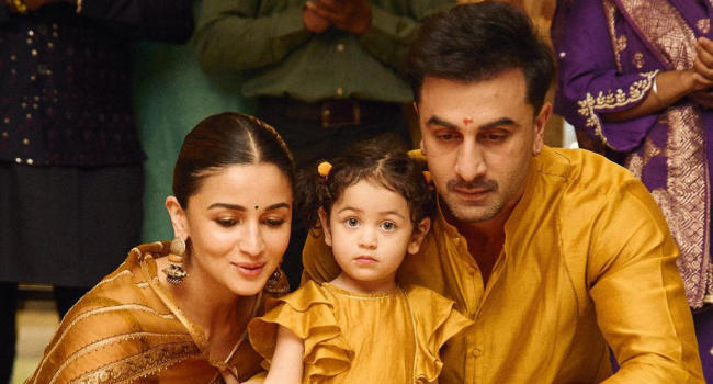 Alia Bhatt, Ranbir Kapoor and Raha perform puja on Diwali