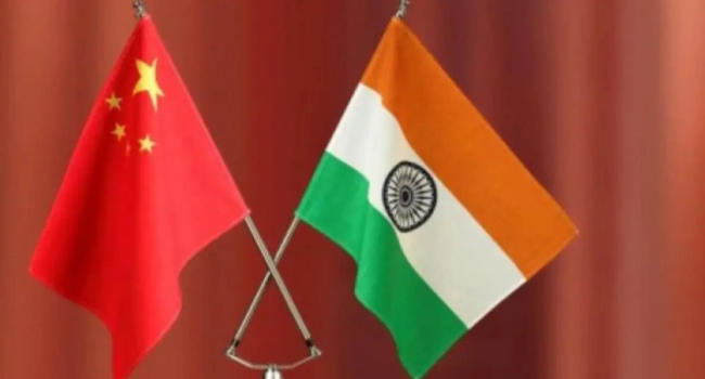 India China flags