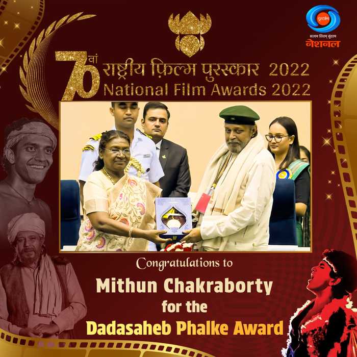 The President of India, Smt Droupadi Murmu conferred the Dadasaheb Phalke Lifetime Achievement Award for the year 2022 to Shri Mithun Chakraborty.