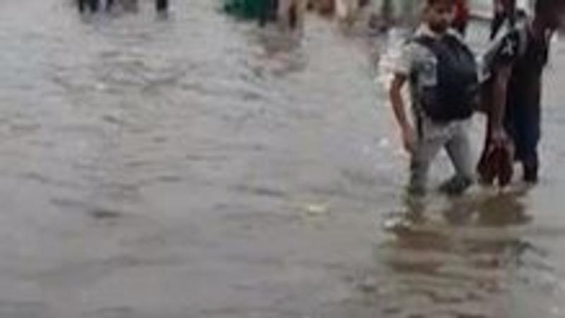 Heavy Rain Causes Severe Waterlogging at New Delhi Railway Station