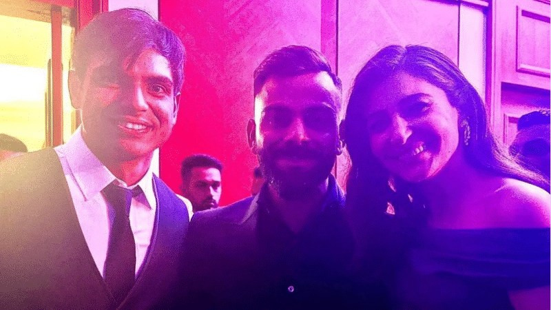 Neeraj Chopra with Virat Kohli and Anushka Sharma