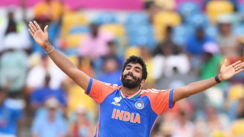 Jasprit Bumrah while celebrating a wicket during India vs South Africa T20 World Cup 2024 Final.
