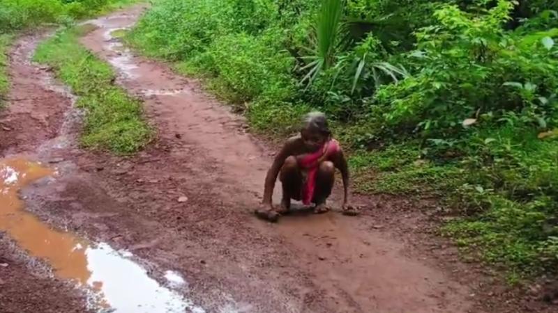 80-Year-Old Woman Forced to Crawl 2 km for Pension in Odisha