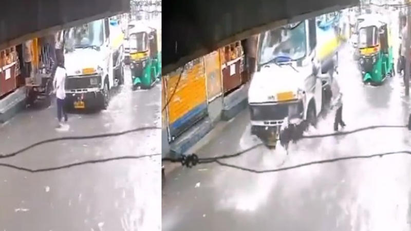 Tanker crushes person