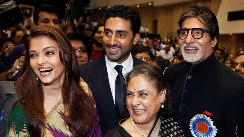 A file photo of Aishwarya Rai with Abhishek Bachchan and his parents - Amitabh and Jaya Bachchan | Image: Instagram 