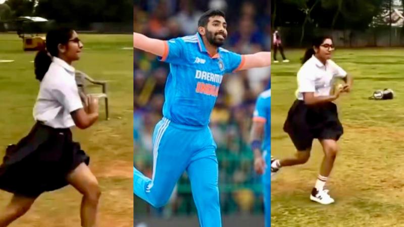 a girl copy jasprit bumrah bowling action fans named her lady bumrah watch video here