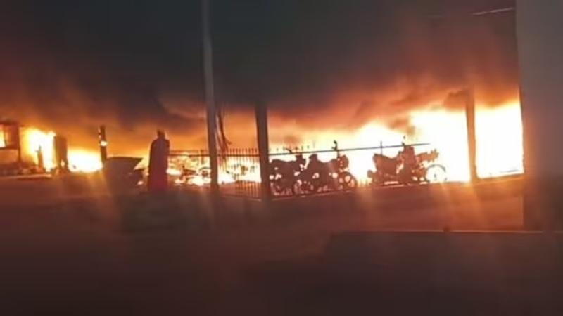 A massive fire broke out at parking lot in Varanasi Cantt Railway Station in Uttar Pradesh on Friday night, police said.