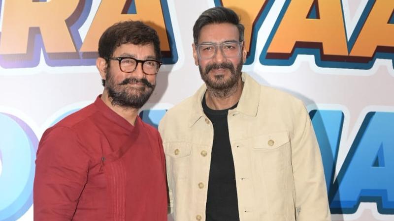 Aamir Khan and Ajay Devgn at the muhurat of Tera Yaar Hoon Main