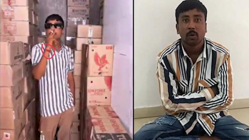 Ahmedabad city crime branch nabs Ashraf alias Bapu, who made reels in a godown full of liquor boxes