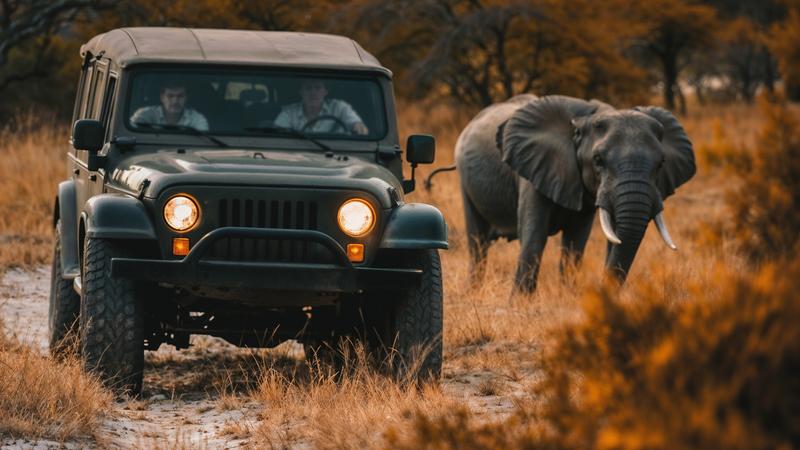 AI- generated crossroad car in safari scene