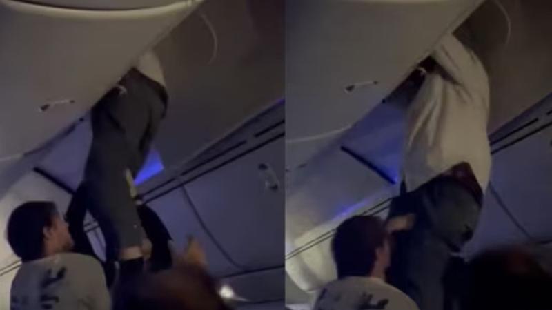 Watch: Passenger rescued from overhead bin after severe turbulence on Air Europa flight