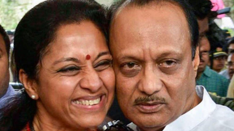 Ajit Pawar with Supriya Sule