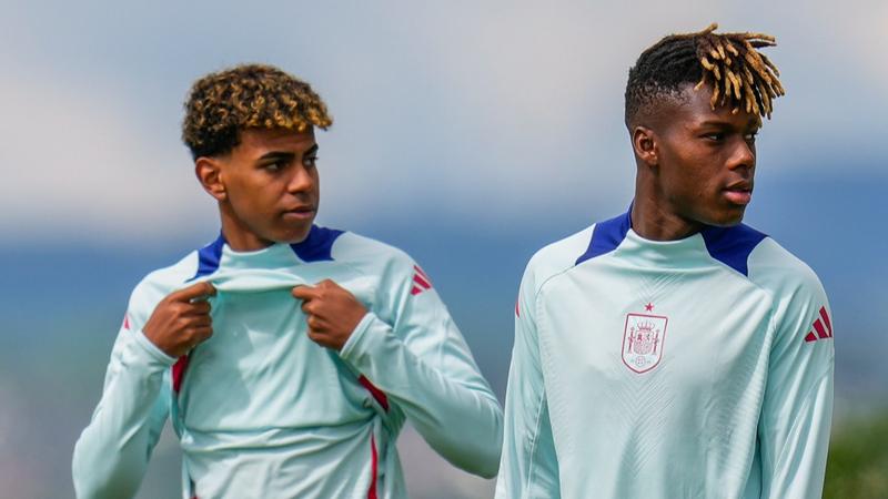 Lamine Yamal and Nico Williams in Spain Practice ahead of Euro 2024 final vs England