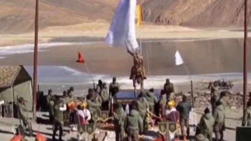 Army unveils statue of Chhatrapati Shivaji Maharaj on the bank of Pangong lake