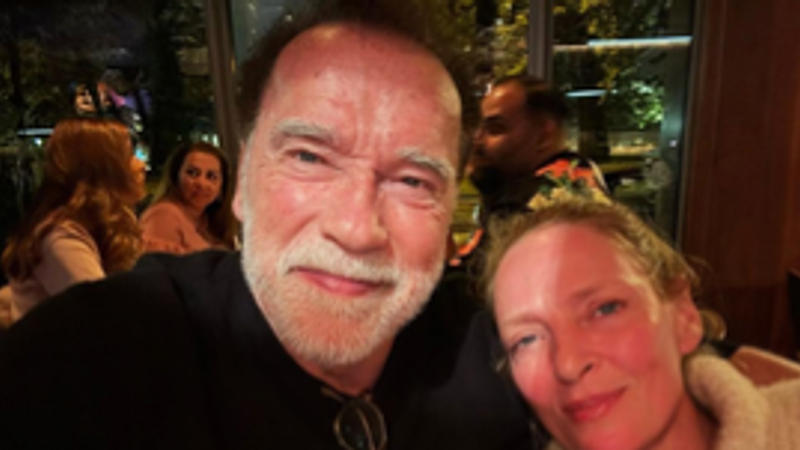 Arnold Schwarzenegger and Uma Thurman Have Batman Reunion