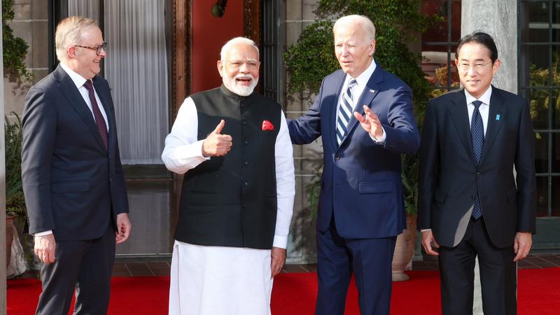 Australian PM Antony Albanese, PM Modi, US President Joe Biden and Japanese PM Fumio Kishida (From left to right).