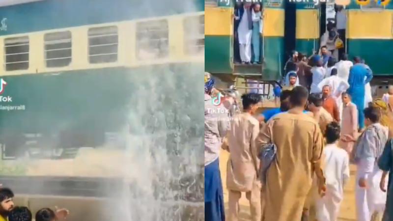 Pakistani Men Splash Water on Train, Face Passenger Fury and Police Action, viral video