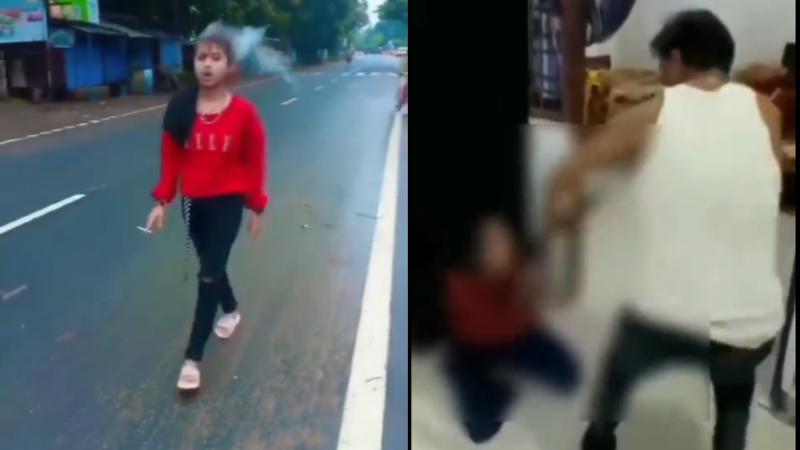 Girl smoking cigarette on street, viral reel lands her in trouble, viral video