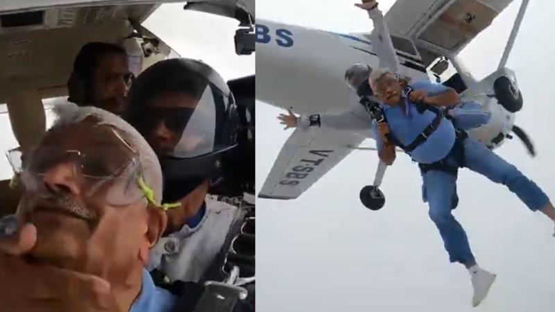 Gajendra Singh Shekhawat skydiving