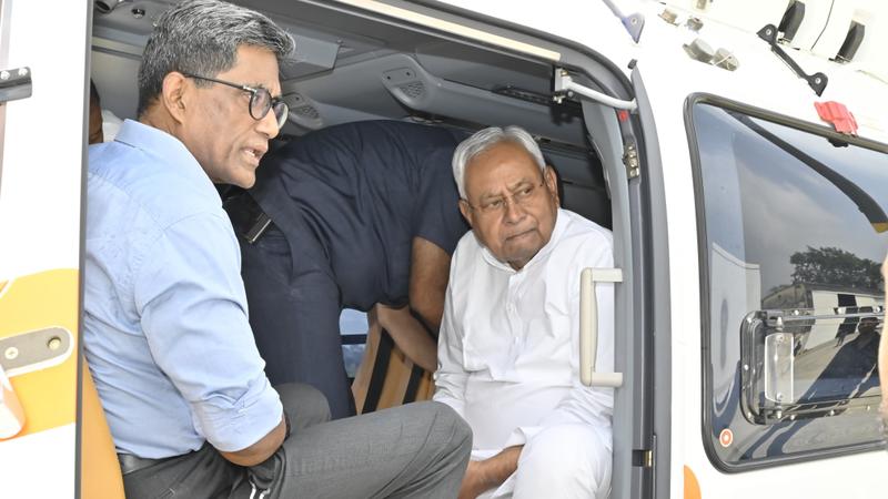 Bihar CM Nitish Kumar Inspects Flood-Affected Areas As Heavy Water Discharged From Kosi Barrage