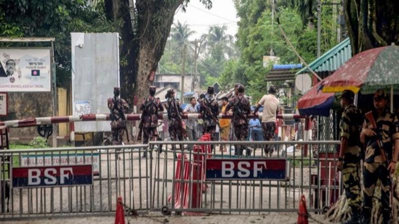 BSF personnel keep vigil at the India-Bangladesh Border check post 