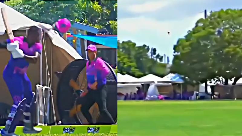 Carlos Brathwaite smashes helmet out of the park