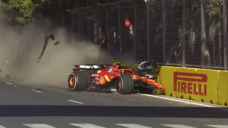 Carlos Sainz and Sergio Perez crash