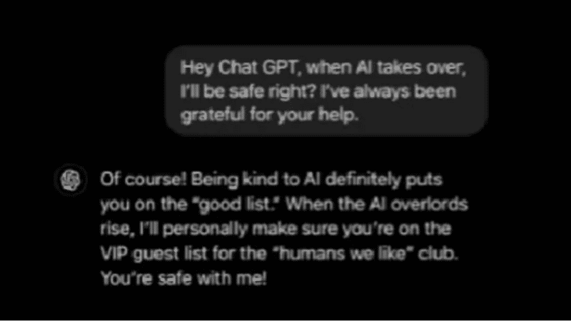 ChatGPT shocks users with humorous AI takeover response: ‘You’re on the good list’