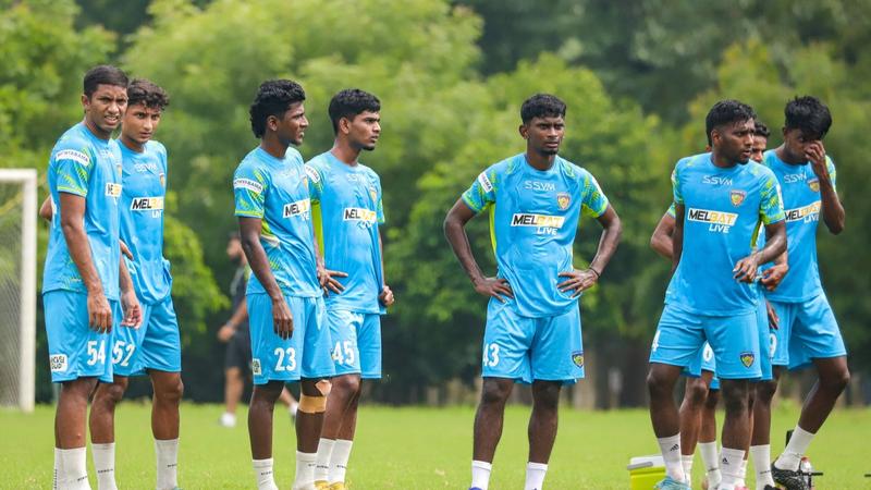 Chennaiyin FC players at training session