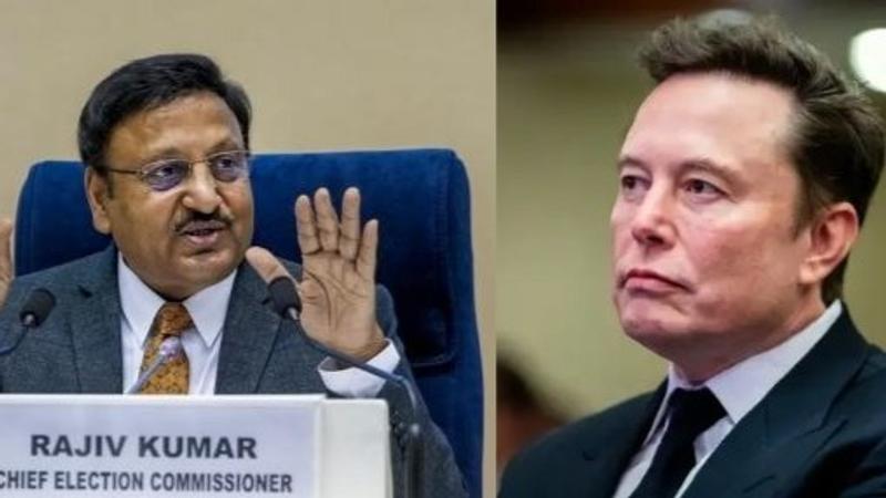 Chief Election Commissioner Rajiv Kumar and SpaceX founder Elon Musk