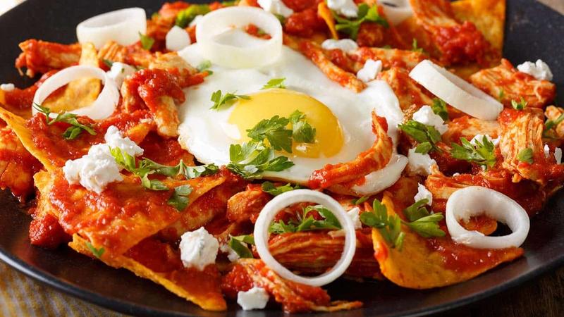 Chilaquiles is a traditional breakfast choice that originates from northern, and central Mexico