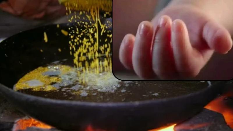 Child falling in hot oil