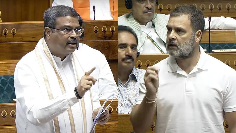 congress mp rahul gandhi vs education minister dharmendra pradhan