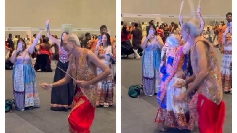 Couple Dancing Dandiya 