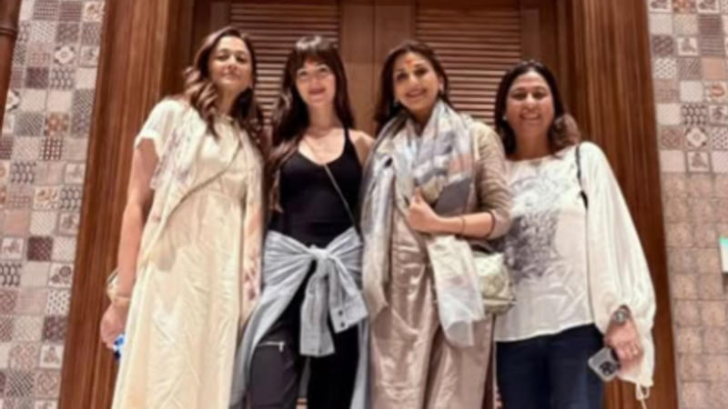 Dakota Johnson with Sonali Bendra in Mumbai.