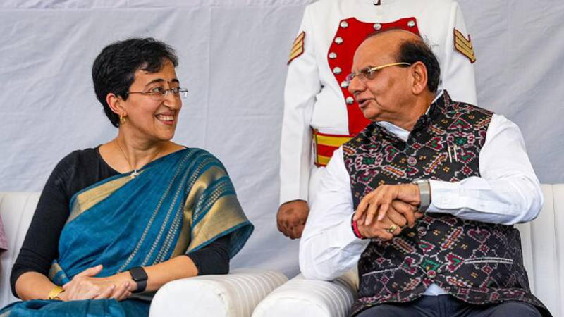 Delhi LG VK Saxena and CM Atishi