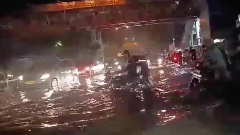 Delhi Saket metro station waterlogged 