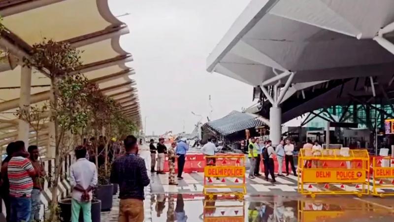 Video footage accessed by Republic TV captures the aftermath, showing a hatchback crushed under the collapsed roof.